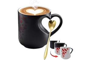 Heart-Shaped Color Changing Magic Ceramic Mug, 1PC Funny Color Changing Coffee Cup with Handle That Reveals Surprise Design W