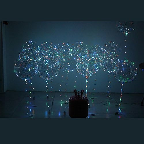 Printex PartyEight 2018 Party Balloons LED Lights BoBo Bubble Balloon for New Year Birthday Wedding Valentine Decorative 10 Ft Transparent Colorful Flash String Last 72 Hours [5 Packs]