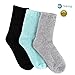 Womens 3-pack Warm Winter Fall Crew Socks (Black&Grey&Green) fits shoe 6-12 (sock size 9-11)