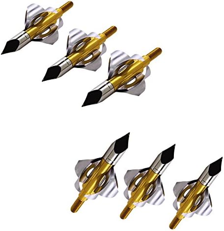 MoKasi® Toxic Raging Broadheads Rotation Steel Hunting Arrowhead Arrow Tip Archery Twist Rotation 6-blade Broadhead 100gr (6pcs gold)