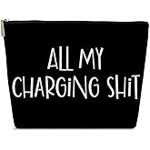 Ythuil All My Charging Shit Makeup Bag, Travel Gifts for Women Female Best Friend, Cosmetic Bag for Small Travel Accessories, Girls Trip Gifts Favors