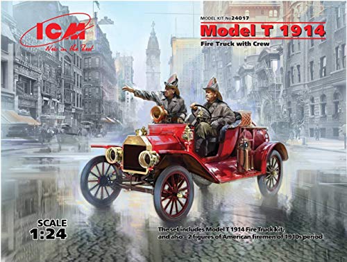 ICM 24017 Model T 1914 FIRE Truck with Crew Plastic Model KIT 1/24 Scale