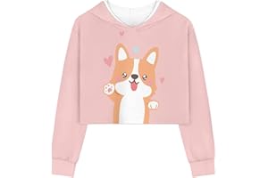 DISNIMO Girls Crop Top Hoodies Size 5-14 Kids Youth Long Sleeve Hoodie Hooded Sweatshirt Pullover