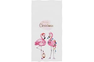 ZzWwR Trendy Beautiful Couple Flamingo with Santa's Hat Christmas Decor Soft Guest Large Home Hand Towels Multipurpose for Bathroom, Hotel, Gym and Spa (16 x 30 Inches,White)