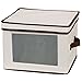 Household Essentials 536 Dinnerware Storage Box with Lid and Handles | Storage Bin for Dinner Plates | Natural Canvas with Brown Trim