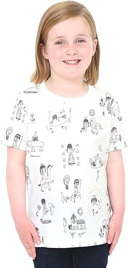 Amazon グラニフ Graniph コラボレーション キッズ Tシャツ ぼくのキュートナパターン 荒井良二 ホワイト キッズ G116 Tシャツ カットソー 通販