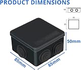 AVARTEK IP55 Waterproof Junction Box ABS Plastic Outdoor Enclosure 85x85x50mm view 3