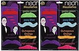 Mustache Party Pack - 12 Neon Color Fake Mustaches Moustaches