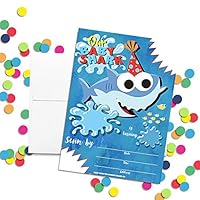 OMG Party Factory - Baby Shark Birthday Invitations for Boys or Girls - Party Supplies and Decorations - Includes Invitation Cards and Envelopes (Set of 10)