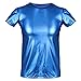 YiZYiF Sexy Men's Leather Look PVC Underwear Clubwear T-Shirt Xmas Dance Top Blue Large