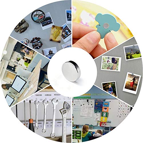 Refrigerator Magnets Premium Brushed Nickel Fridge Magnets, DIY Small Multi-Use Round Magnets for Science, Crafts, Office, Whiteboard, Map (100 PCS) - Thumbnail 2
