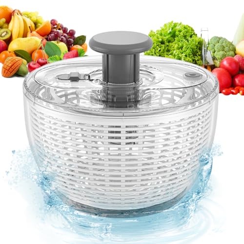 6L Salad Spinner with Bowl Large Vegetable Fruit Washer Quick Spinner Dryer | Manual Lettuce Mixer, Veggies Quick Dryer, with Food Draining Basket Lid, Salad Making Bowl Colander