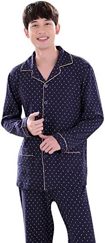 Necuv Matching Couples Comfort Cotton Pajamas Pjs Set for Women Men Blue X-Large