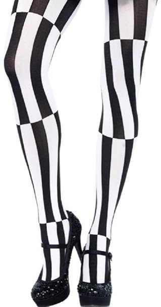 Leg Avenue Damen Strumpfhose 80 DEN Schwarz Weiß optischerTäuschungseffekt Einheitsgröße 36 bis 40