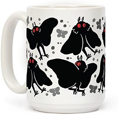 LookHUMAN Mothman Coffee Mug - Funny Coffee Mugs Adult Humor, Unique Coffee Mugs for Cryptid Lovers, Double-Sided Print Ceramic Coffee Cups, Dishwasher Safe Novelty Coffee Mugs for Women & Men, 15 oz
