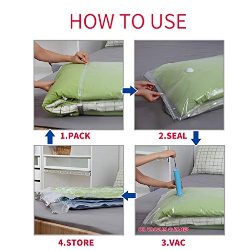 Hibag 8 Jumbo Space Saver Bags, Vacuum Storage Bags with Free Hand-Pump (8-Jumbo) - Thumbnail 3