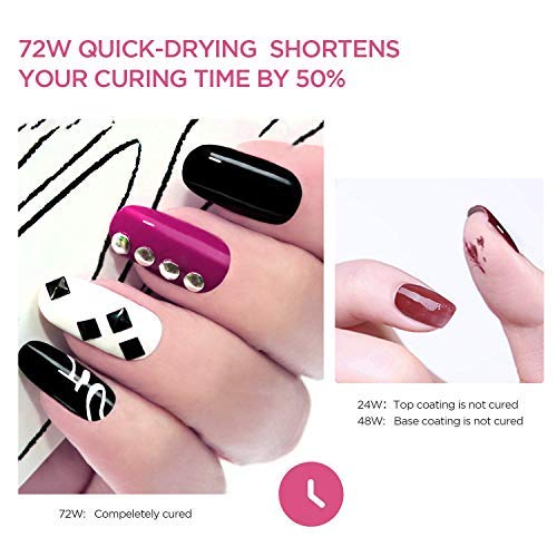 UV LED Nail Lamp, ABOX Star2 72W Nail Dryer Fast Dry for Gel Nails Polish Curing with 36 pcs LEDs, 4 Timer Setting, Auto Senor, LCD Display, Detachable Base, Gel Polish Lamp for Home and Salon