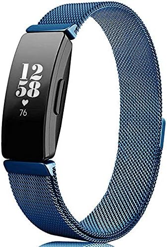 ZGS Compatible with Fitbit Inspire Watch Strap, Stainless Steel Metal Strap Wristbands Sport Bracelet Loop Replacement for Fitbit Inspire & Inspire HR Band (Small,Navy Blue)