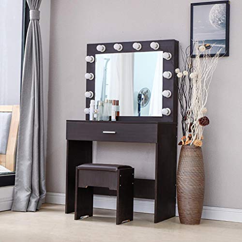 Makeup Vanity with Lights Black Vanity Mirror with Lights and Table