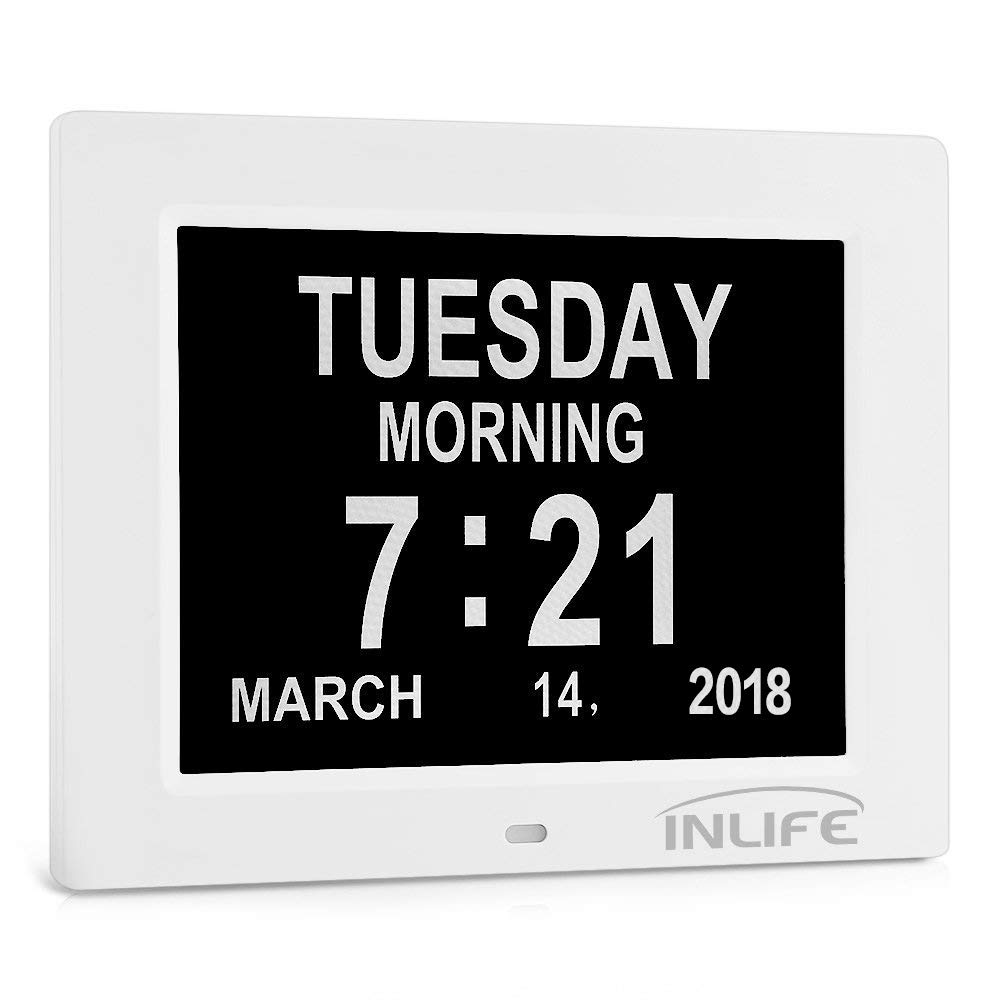 INLIFE Dementia Clocks 2018 Calendar Clock Day Date Clock Digital Alarm Clock with Large Clear Digits Display