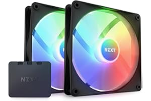 NZXT F140 RGB Core Twin Pack - 2 x 140mm Hub-Mounted RGB Fans with RGB Controller - 8 Individually-Addressable LEDs - Semi-Translucent Blades - High Static Pressure & Airflow - CAM Software - Black