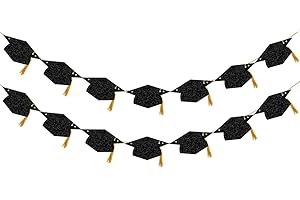 YASMART LIFE Graduation Decorations Class of 2025 Glitter Pre-Strung Congrats Grad Graduation with Tassel Party Congratulations Banner Decor College High School Graduation Party Favors Black