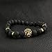 Wintefei 1Pc Men Fashion Lava Stone Cool Lion Head Adjustable Beaded Cuff Charm Bracelet