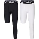 Tomic Youth Boys Kids One Leg 3/4 Leggings Compression Pants for Basketball Soccer Sports Athletic Training Tights Base Layer