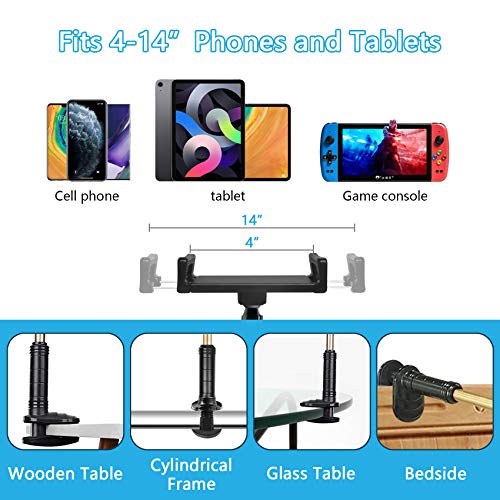 cshare Adjustable Tablet Stand Holder, Lazy Tablet Mount, Flexible Bracket Swing Arm Clamp Clip Phone Fire Tablet Stand for Bed Desk Kitchen Office Compatible with 4-14 inch iPad Pro, Samsung, NS