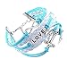 2015 New Fashion Vintage Love Nautical Anchor Silver Infinity Bracelet White Leather SkyBlue Rope