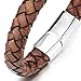 COOLSTEELANDBEYOND Vintage Brown Braided Leather Bracelet Mens Women Leather Bangle Wristband Steel Magnetic Clasp