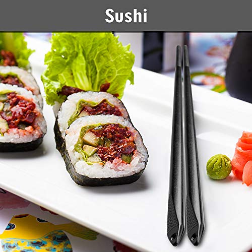 BLESWIN 5 Pairs Fiberglass Chopsticks, Reusable Chop Sticks Dishwasher Safe Japanese Chinese Style, Chopsticks Set 9.5 Inches Anti-Slip Textured Tip with Box, Easy Grip for Sushi Noodles Ramen Salad