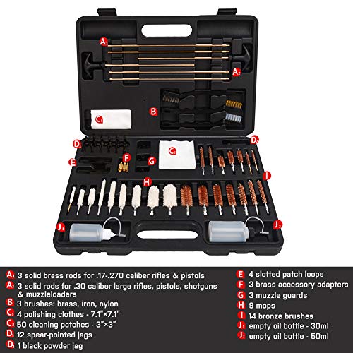 FIREGEAR Gun Cleaning Kit Universal Supplies for Hunting Rifle Handgun Shot Gun Cleaning Kit for All Guns with Case