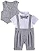 ZOEREA Baby Boy Gentleman Rompers Striped Toddler Suit 2pcs Outfit Grey, 80CM/6-9 Months, Grey