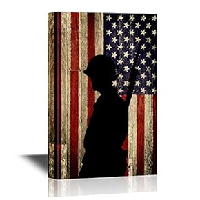 Military Family Silhouette of a Soldier on American Flag Background