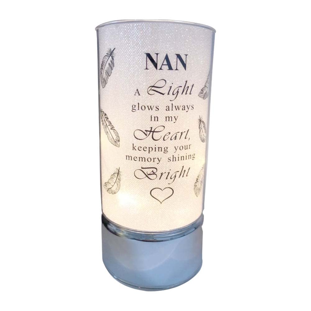Memorial Light Tubes Ornament, Perfect for Garden and Graveside for Any Special Occasion in The Memory of Dad, Mum, Son, Daughter, Husband, Wife, Grandad, Nan, Brother, Sister. (20cm) (Nan)