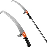 Walensee 7.7FT Pole Saw for Tree Trimming, Manual Tree Saw with Steel Blade &amp; Adjustable Stainless Steel Extension Pole, Lightweight Long-Reach Tree Trimmer &amp; Pole Pruner at Forestry Yard Garden Patio