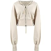 Arssm Cropped Hoodie Women Zip Up Long Sleeve Sweatshirts Casual Fashion Hooded Workout Jacket Crop Top