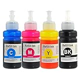 Kingway Compatible Epson T664120 T664220 T664320 T664420 Ecotank Refill Ink Set for Epson ET-2550 ET-2500 ET-3600 ET-4550 ET-4500 Printer (Black, Cyan, Magenta, Yellow, 70ML)