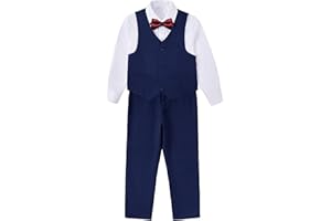 Getthebeauty-style Boys Suit Formal Kids Wedding Outfit 3 Piece Slim Fit Boys Suit Vest Pants Shirt Set with Tie