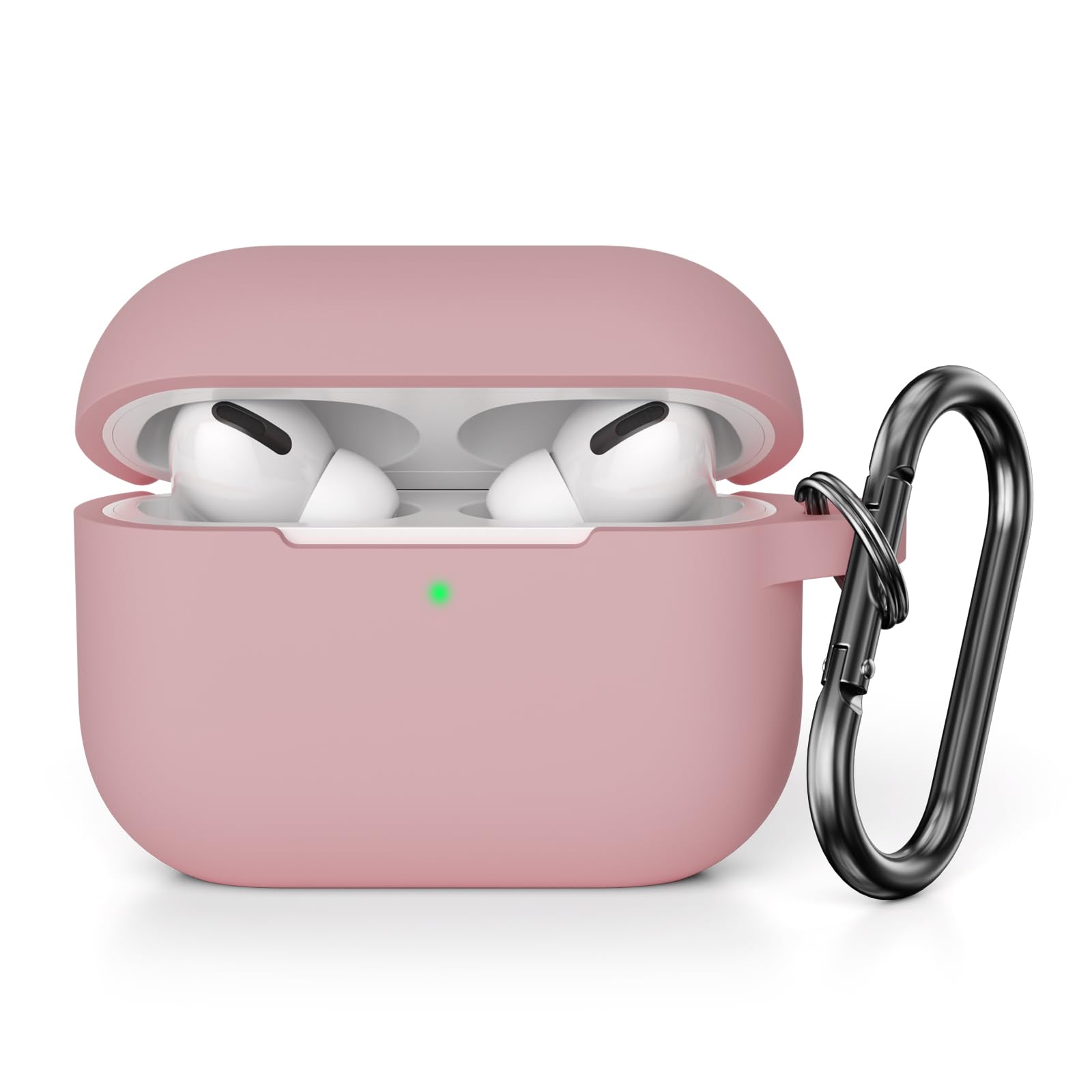 KOKOKA Case Cover Compatible with Airpods Pro 2, Soft Silicone Skin Case Cover Shock-Absorbing Protective Case for Airpods Pro 2nd Generation (2022) with Carabiner, Front LED Visible, Pink — image 1