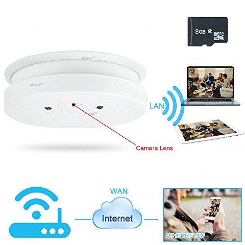 WISEUP 8GB 1920x1080P HD Wifi Network Hidden Spy Camera Smoke Detector Motion Detective Security DVR Support iPhone Android APP Remote View Loop Recording