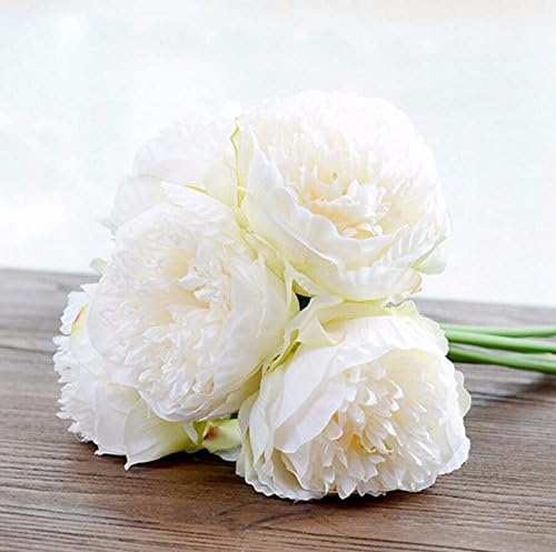 DWE Artificial Peony Flowers, 5 Heads Silk Peony Plastic Fake Flowers Bridal Bouquet for Christmas Wedding Party Home Ddecoration - Image 4