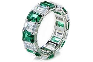 Fuqimanman2020 Cubic Zirconia Emerald Cut Eternity Ring Colorful Eternity Rainbow Ring Multi Color Gemstone Bands Ring Jewelry Gift