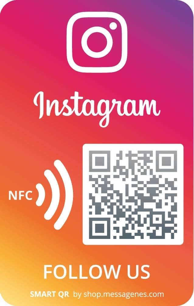 1 x "Follow Us" Instagram Sticker with Smart QR/NFC Increases
