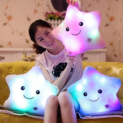 Primey Original Creative Luminous Pillow, Colorful Noctilucent Led Light Star Plush Toys Pillow, Kawaii Cushion Pillow Valentine Birthday Gift(Blue)