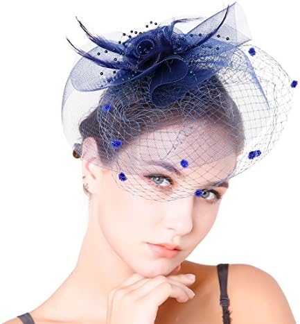Fascinaor Hair Clip Feather Veil Wedding Party Hat