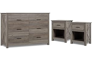 Vikiullf Farmhouse Bedroom Set - Grey Dresser and Nightstands for Bedroom, Wooden Bedroom Set, 6-Drawer Dresser and 1-Drawer Nightstands (2, 6-Drawer + nightstands)