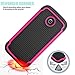 Motorola Moto E Case, Moto E 1st Gen Case, Tekcoo(TM) [Tmajor Series] [Hot Pink / Black] Shock Absorbing Hybrid Rubber Grip Plastic Impact Defender Rugged Slim Hard Case Cover Shell For Moto E 2014