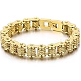 18K Gold Men's Fashion Personalized Bracelet Cuban Chain Bicycle Motorcycle Chain Hip Hop Jewelry Men's Cool Bracelet